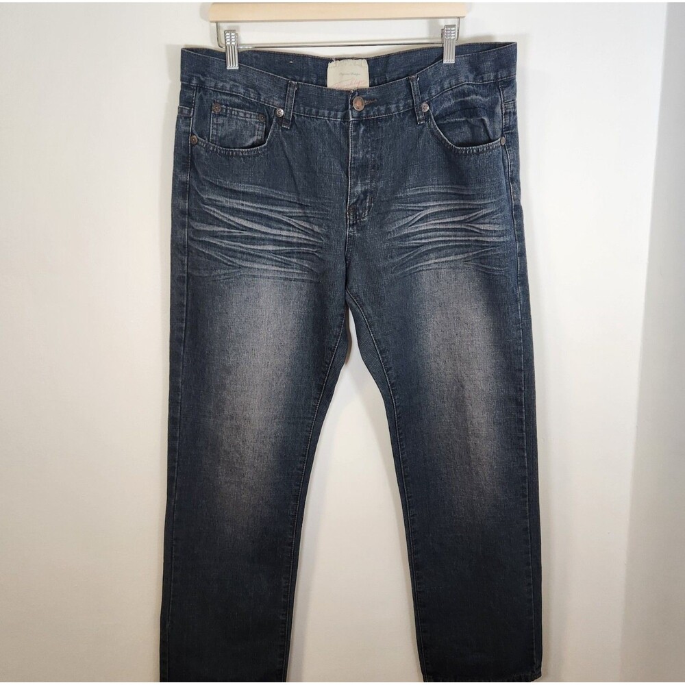 Brooklyn Xpress Denim Legend Straight Jeans Med Wash 38 32 Whiskered Embroidered